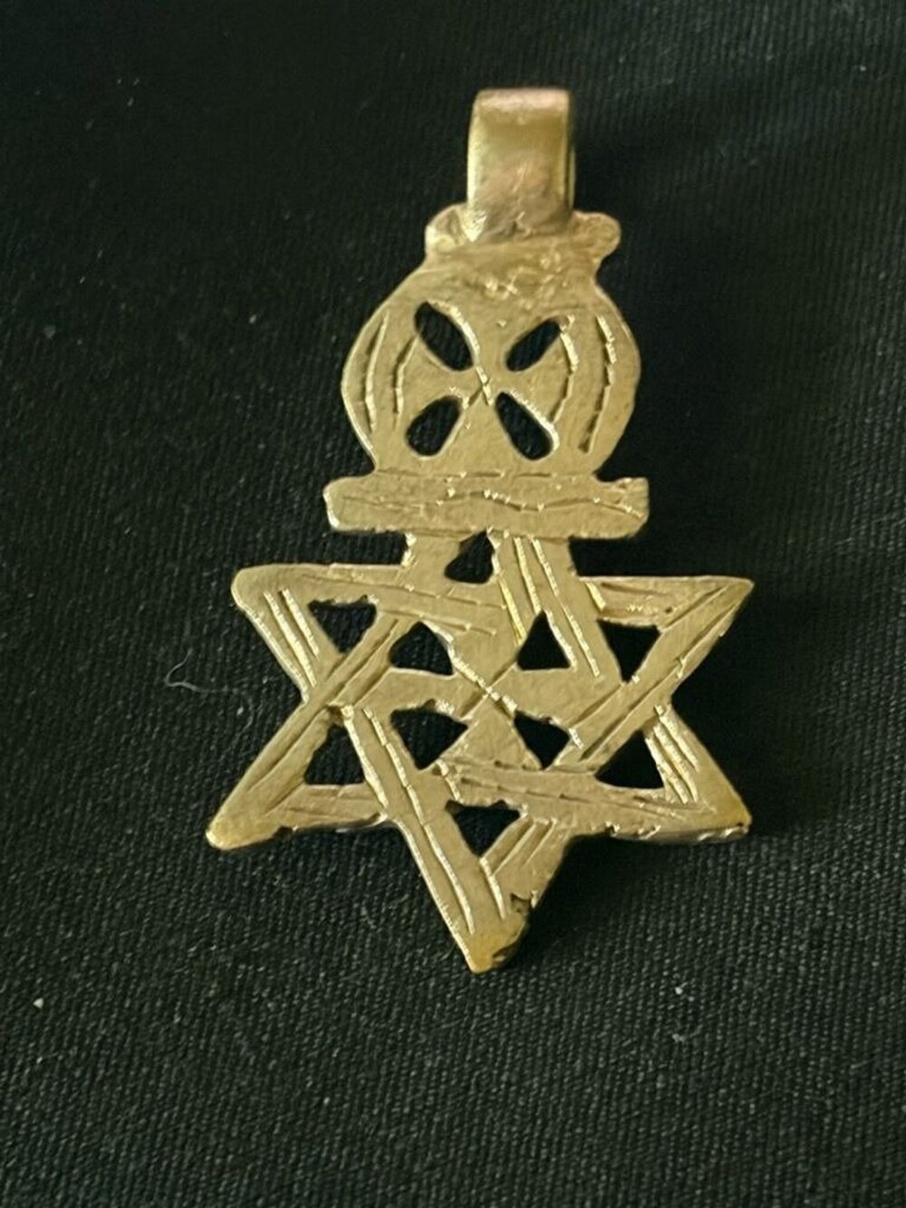 Vintage Ethiopian Silver Star of David Pendant Artisan Handmade - Unmarked